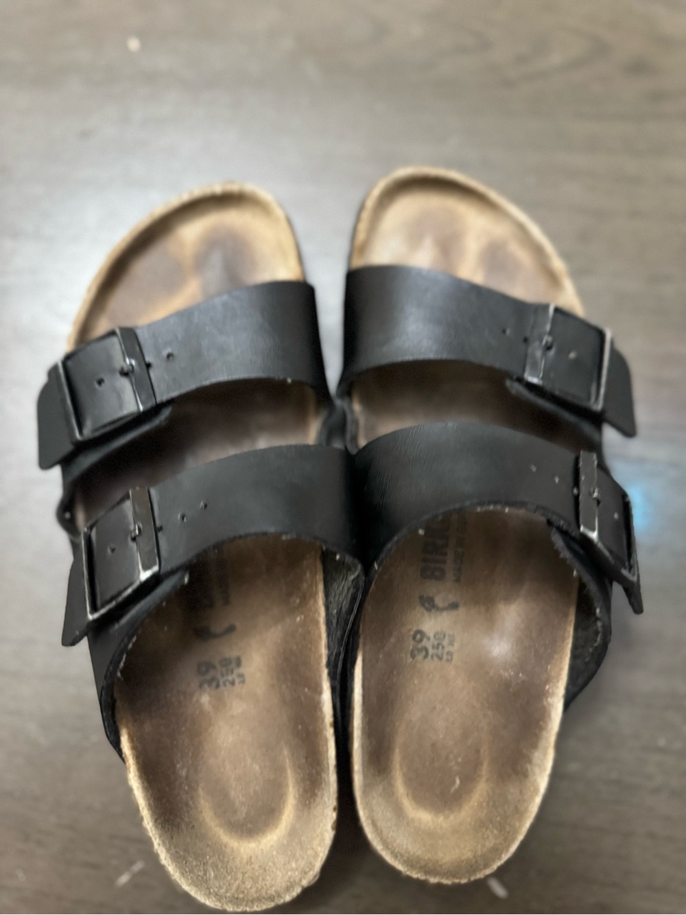 Birkenstock Black Double-Buckle Cork Footbed Sandals size  w8 - Picture 8 of 15